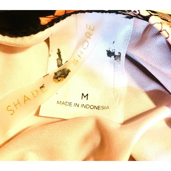 Shade N Shore Black Floral Convertible Open Back One Piece Swimsuit Size Medium - Picture 9 of 10